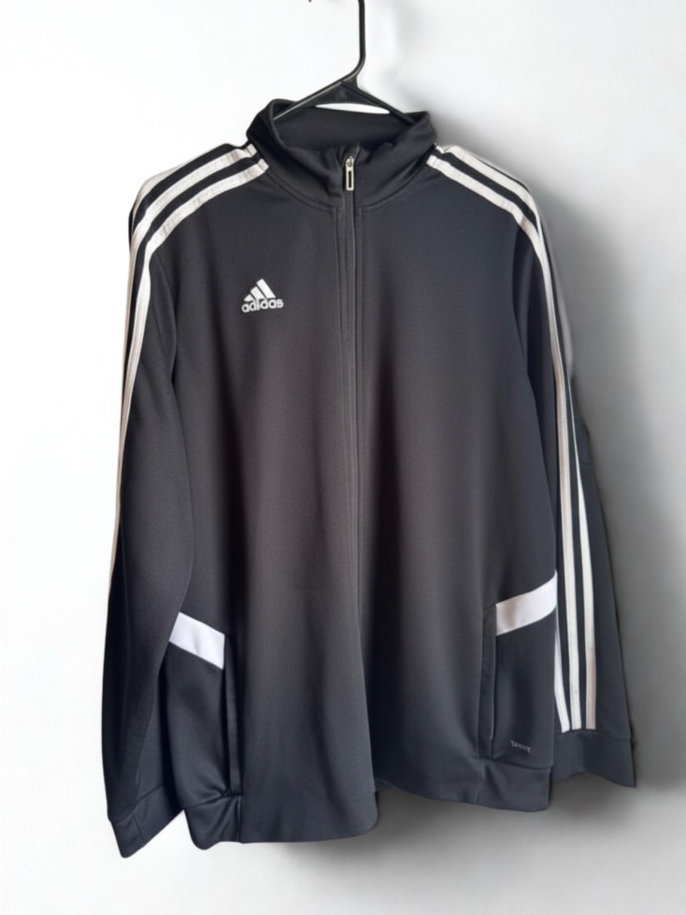 adidas Black Track Jacket with White Stripes
